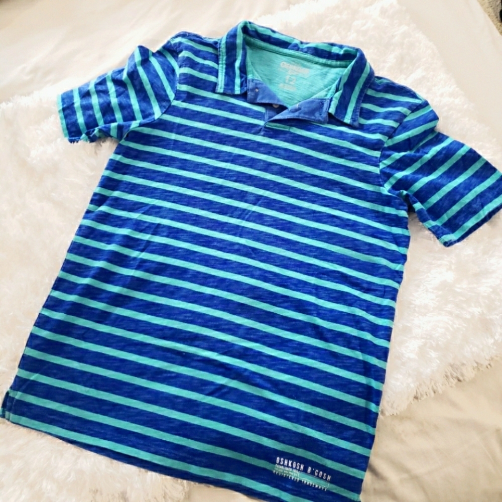 🌷OshKosh green and blue striped collard shirt